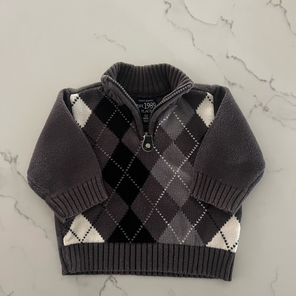 The Children's Place Gray Argyle Sweater
